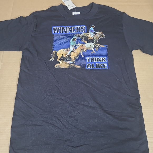Wrangler Other - VTG‎ Y2k 2002 WRANGLER Kids XL 14-16  T SHIRT Winners Think Alike Calf Roping